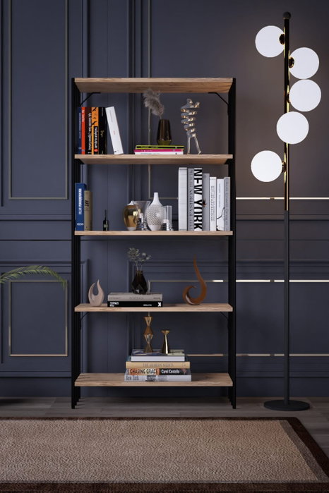 Hanah Home Verona Estantería Negro y Pino Atlántico Hanah Home Verona Estantería Negro y Pino Atlántico